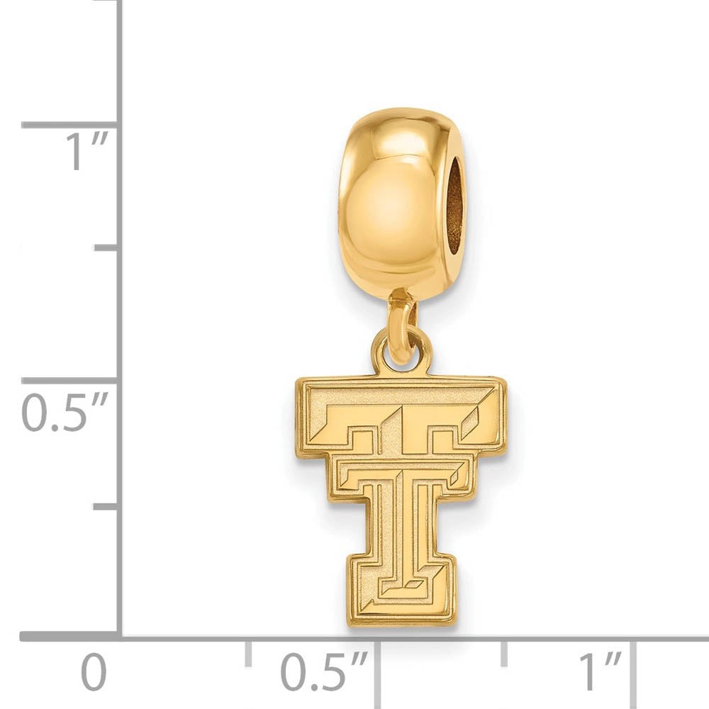 Alternate view of the 14k Gold Plated Silver Texas Tech University Sm Dangle Bead Charm by The Black Bow Jewelry Co.