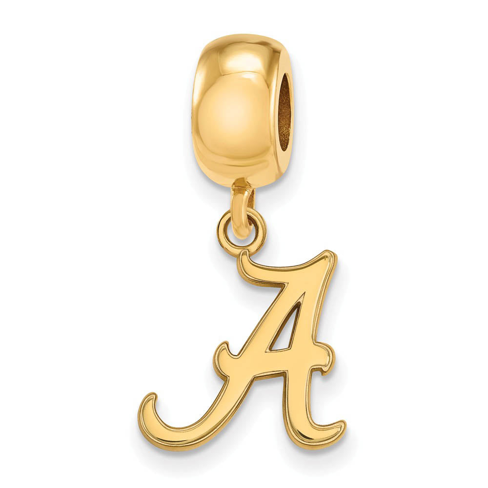 14k Gold Plated Silver Univ. of Alabama &#39;A&#39; Dangle Bead Charm, Item B13783 by The Black Bow Jewelry Co.
