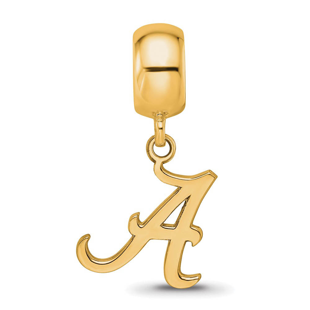 Alternate view of the 14k Gold Plated Silver Univ. of Alabama 'A' Dangle Bead Charm by The Black Bow Jewelry Co.