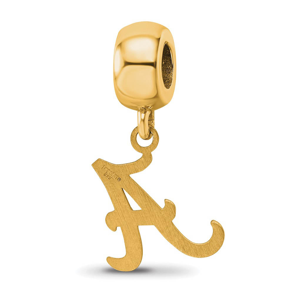 Alternate view of the 14k Gold Plated Silver Univ. of Alabama 'A' Dangle Bead Charm by The Black Bow Jewelry Co.