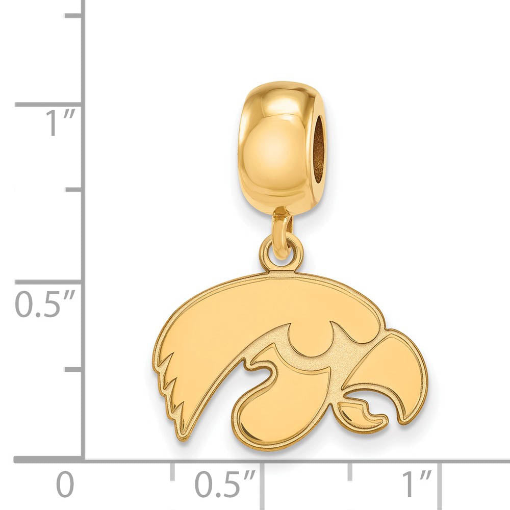 Alternate view of the 14k Gold Plated Silver University of Iowa Small Dangle Bead Charm by The Black Bow Jewelry Co.