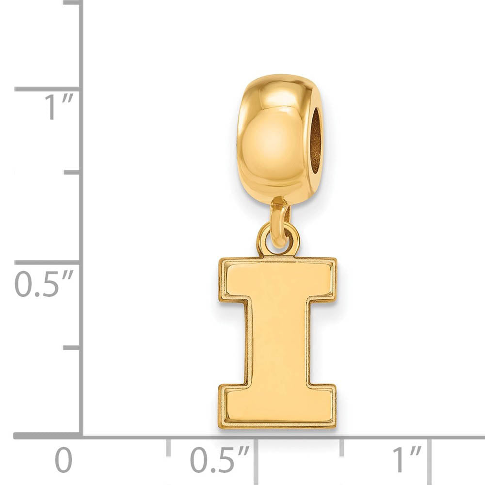 Alternate view of the 14k Gold Plated Silver University of Illinois Sm Dangle Bead Charm by The Black Bow Jewelry Co.