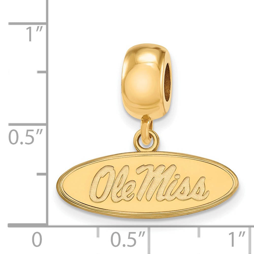 Alternate view of the 14k Gold Plated Silver U. of Mississippi 'Ole Miss' Dangle Bead Charm by The Black Bow Jewelry Co.