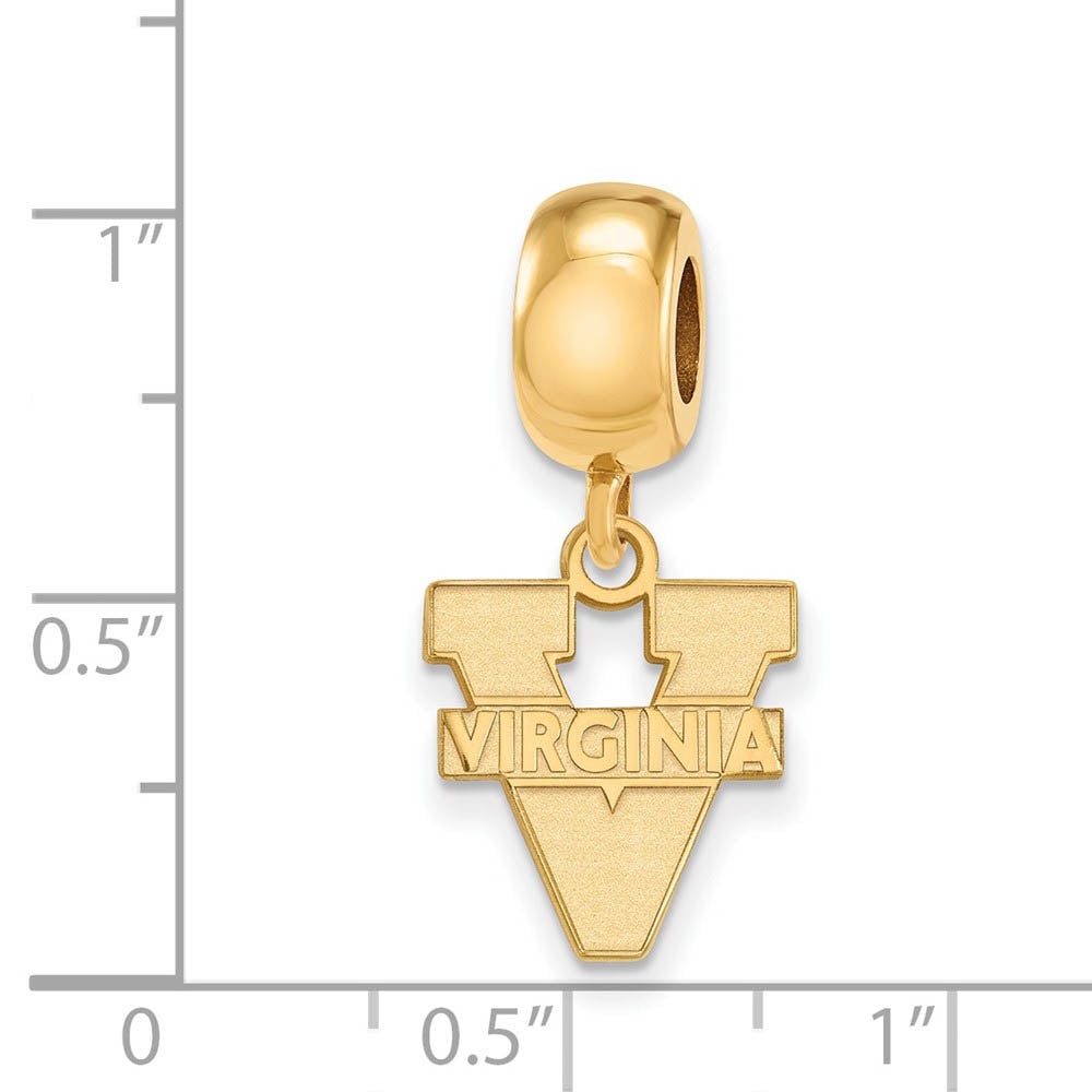 Alternate view of the 14k Gold Plated Silver Univ. of Virginia 'V' Small Dangle Bead Charm by The Black Bow Jewelry Co.