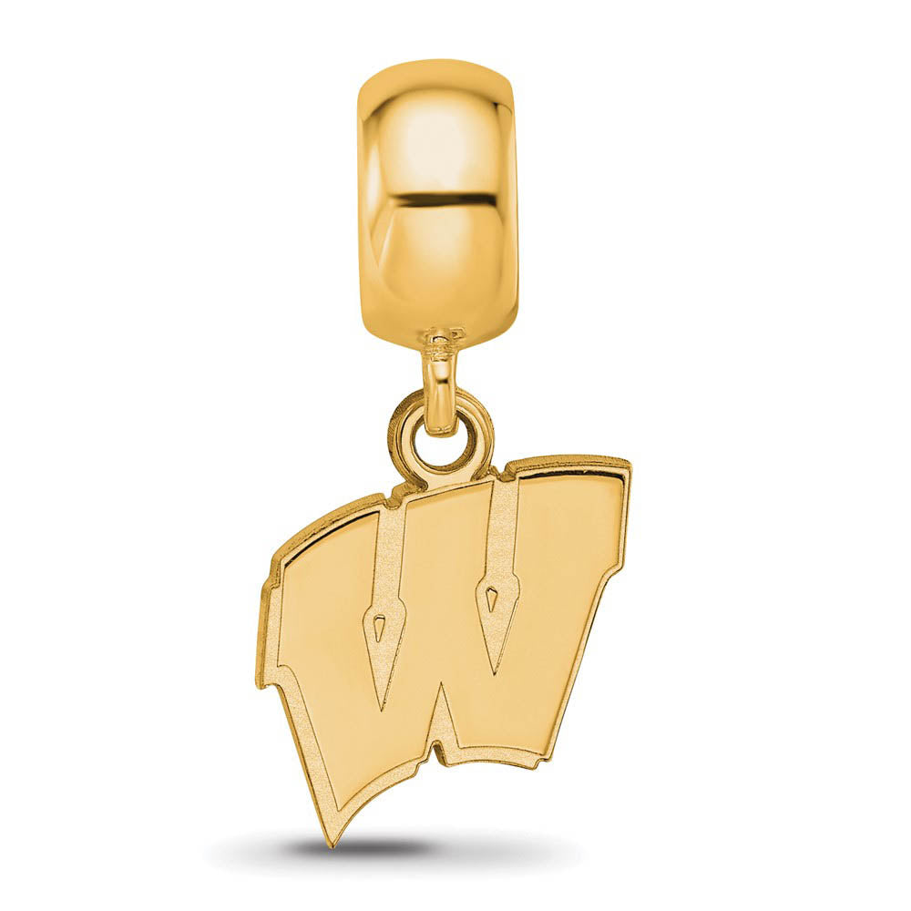 Alternate view of the 14k Gold Plated Silver University of Wisconsin Sm Dangle Bead Charm by The Black Bow Jewelry Co.