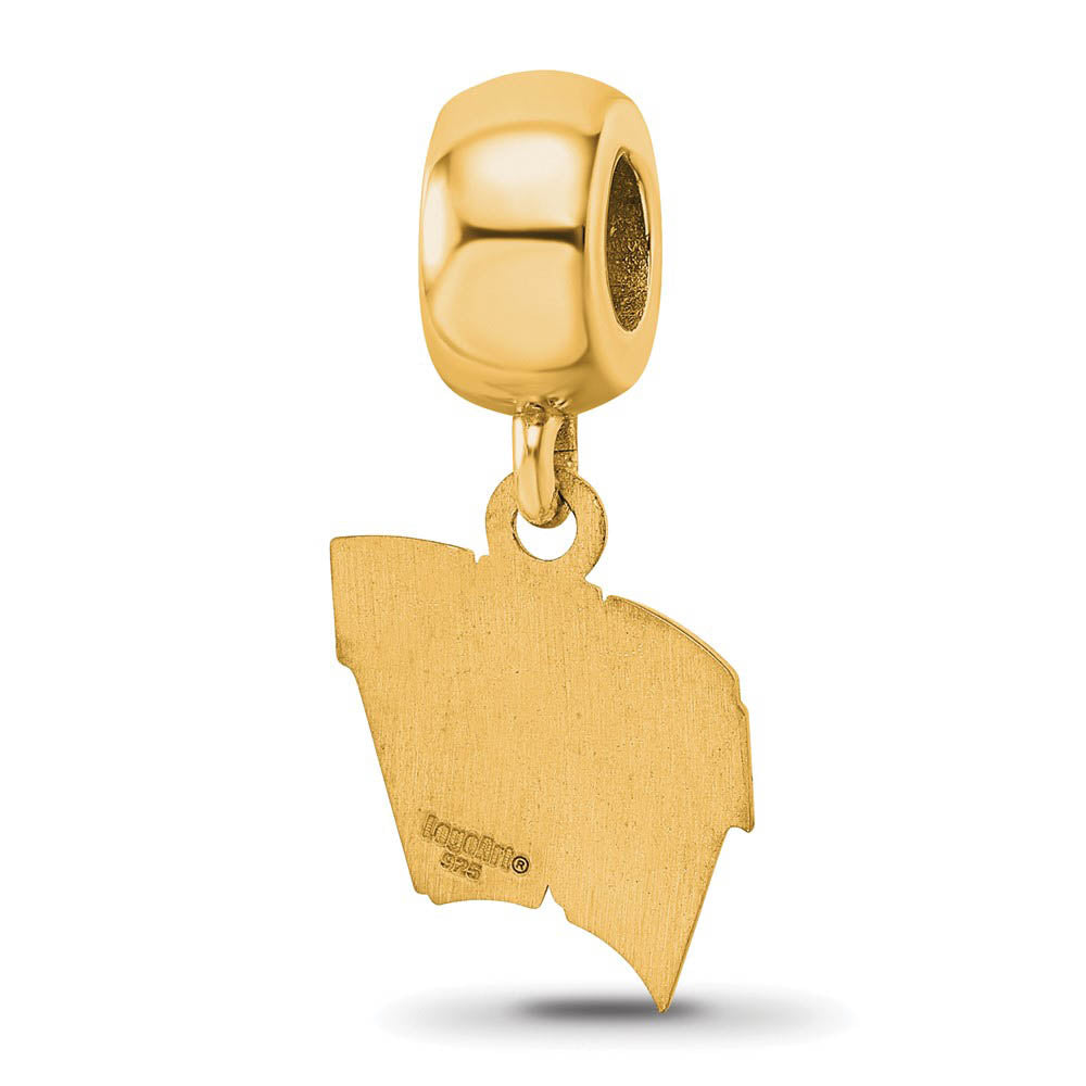 Alternate view of the 14k Gold Plated Silver University of Wisconsin Sm Dangle Bead Charm by The Black Bow Jewelry Co.