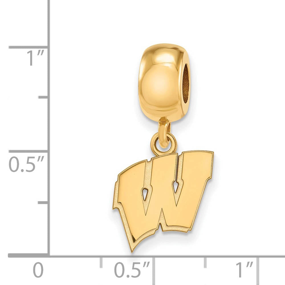 Alternate view of the 14k Gold Plated Silver University of Wisconsin Sm Dangle Bead Charm by The Black Bow Jewelry Co.