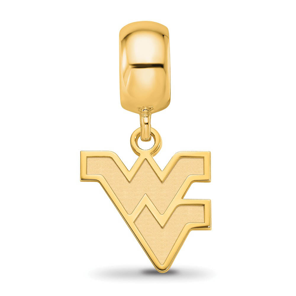 Alternate view of the 14k Gold Plated Silver West Virginia Univ. 'WV' Sm Dangle Bead Charm by The Black Bow Jewelry Co.