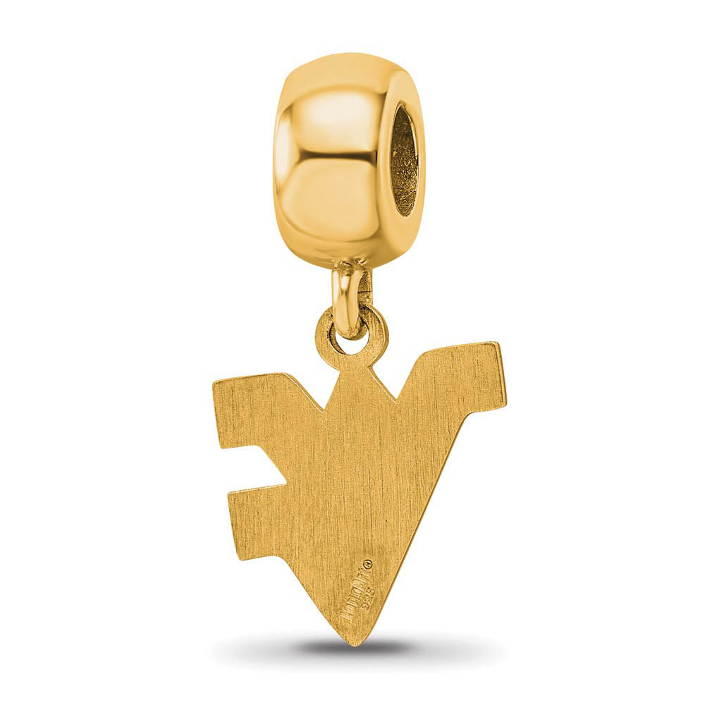 Alternate view of the 14k Gold Plated Silver West Virginia Univ. 'WV' Sm Dangle Bead Charm by The Black Bow Jewelry Co.