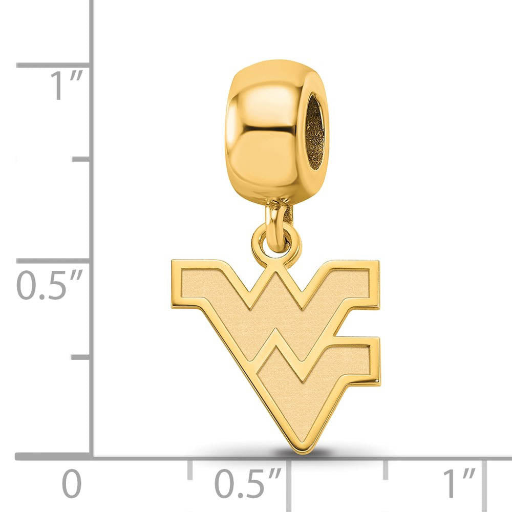 Alternate view of the 14k Gold Plated Silver West Virginia Univ. 'WV' Sm Dangle Bead Charm by The Black Bow Jewelry Co.