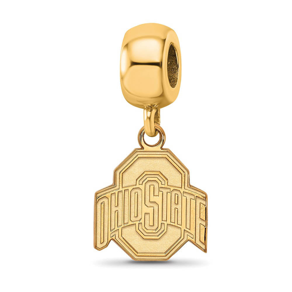 14k Gold Plated Silver Ohio State Univ. 'O' Dangle Bead Charm, Item B13795 by The Black Bow Jewelry Co.