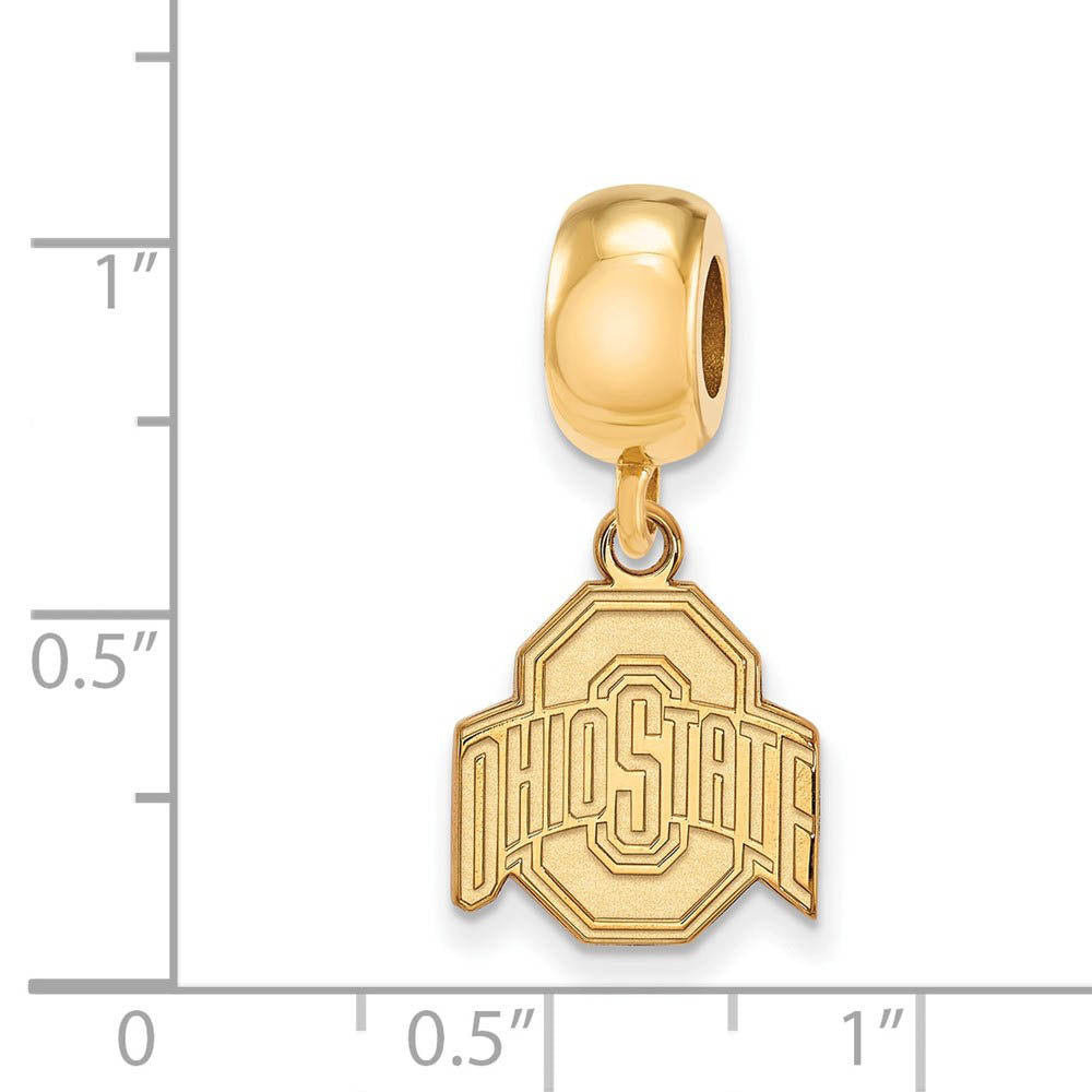 Alternate view of the 14k Gold Plated Silver Ohio State Univ. 'O' Dangle Bead Charm by The Black Bow Jewelry Co.
