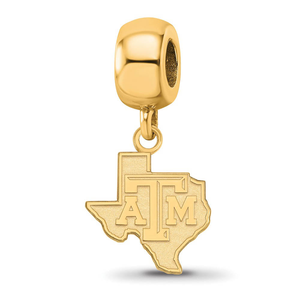 14k Gold Plated Silver Texas A&M University Sm Dangle Bead Charm, Item B13799 by The Black Bow Jewelry Co.