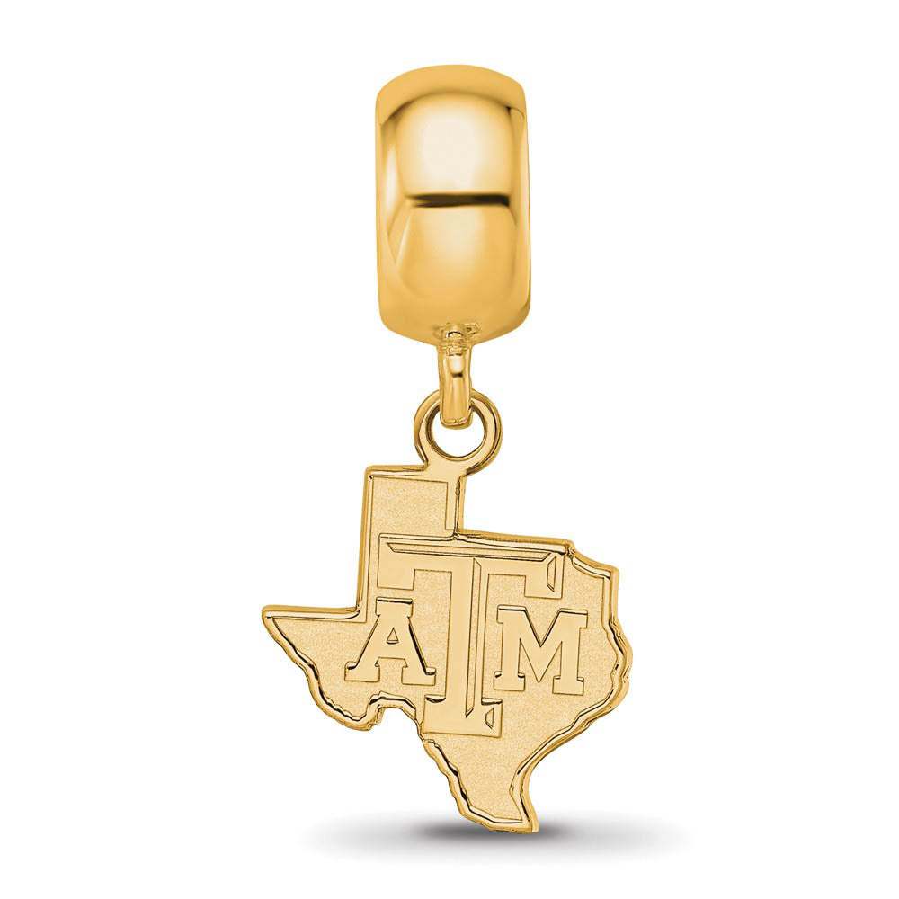 Alternate view of the 14k Gold Plated Silver Texas A&M University Sm Dangle Bead Charm by The Black Bow Jewelry Co.