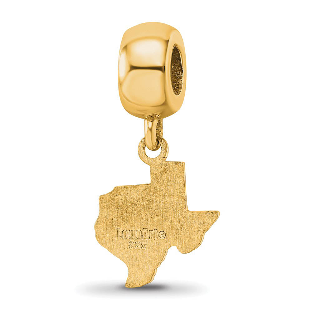 Alternate view of the 14k Gold Plated Silver Texas A&M University Sm Dangle Bead Charm by The Black Bow Jewelry Co.