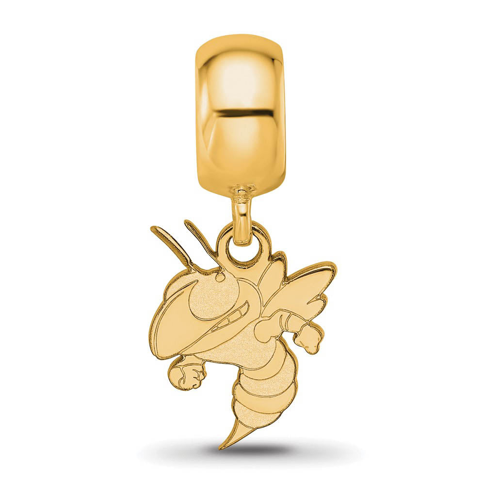Alternate view of the 14k Gold Plated Silver Georgia institute of Tech Sm Dangle Bead Charm by The Black Bow Jewelry Co.