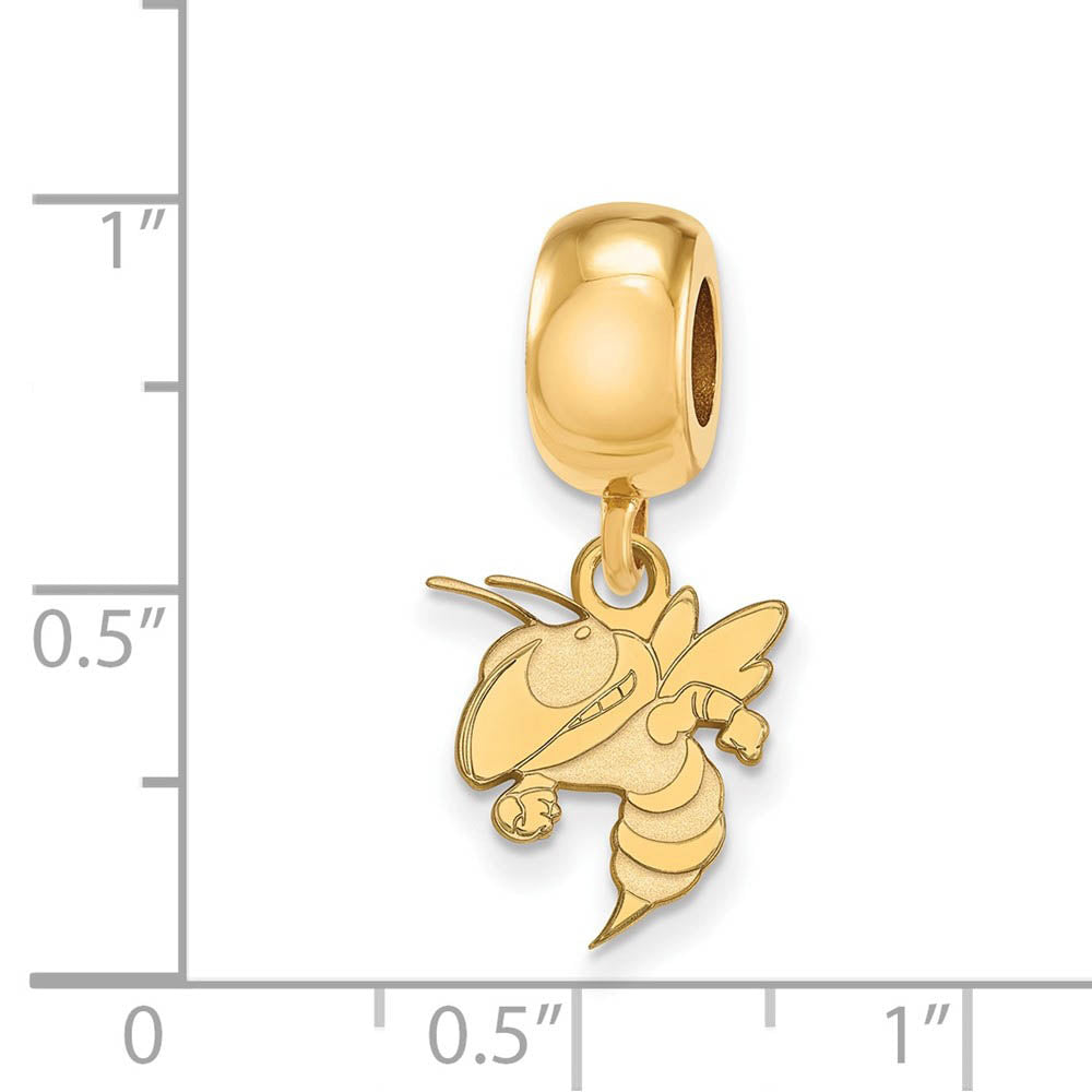 Alternate view of the 14k Gold Plated Silver Georgia institute of Tech Sm Dangle Bead Charm by The Black Bow Jewelry Co.