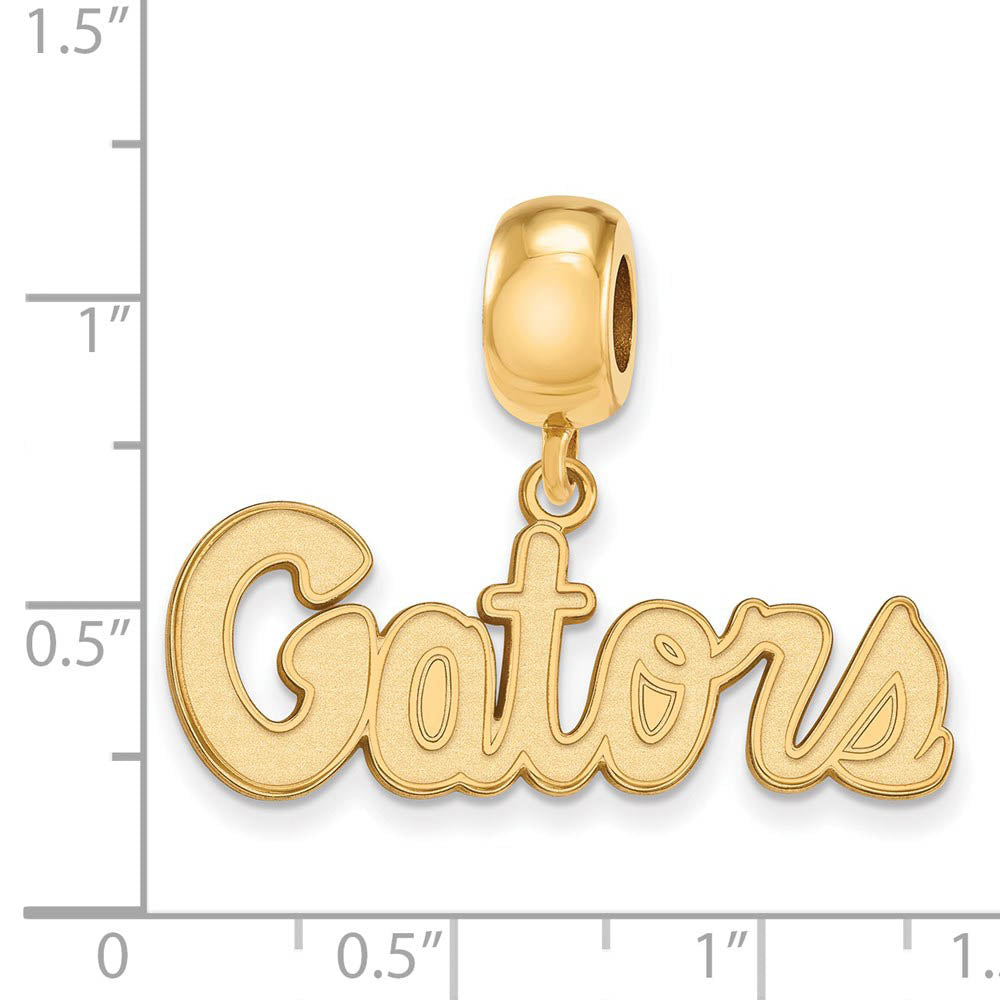 Alternate view of the 14k Gold Plated Silver University of Florida Sm Dangle Bead Charm by The Black Bow Jewelry Co.