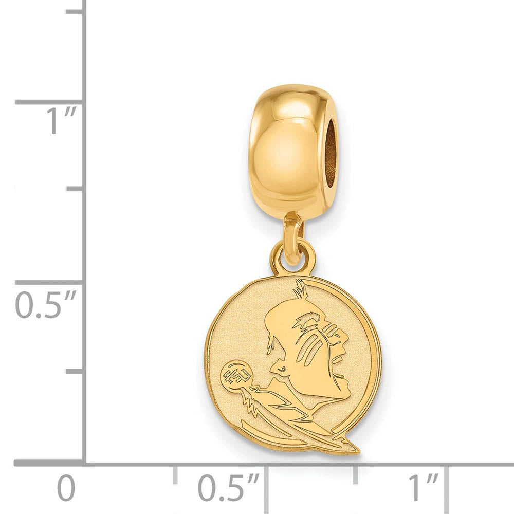 Alternate view of the 14k Gold Plated Silver Florida State University Sm Dangle Bead Charm by The Black Bow Jewelry Co.