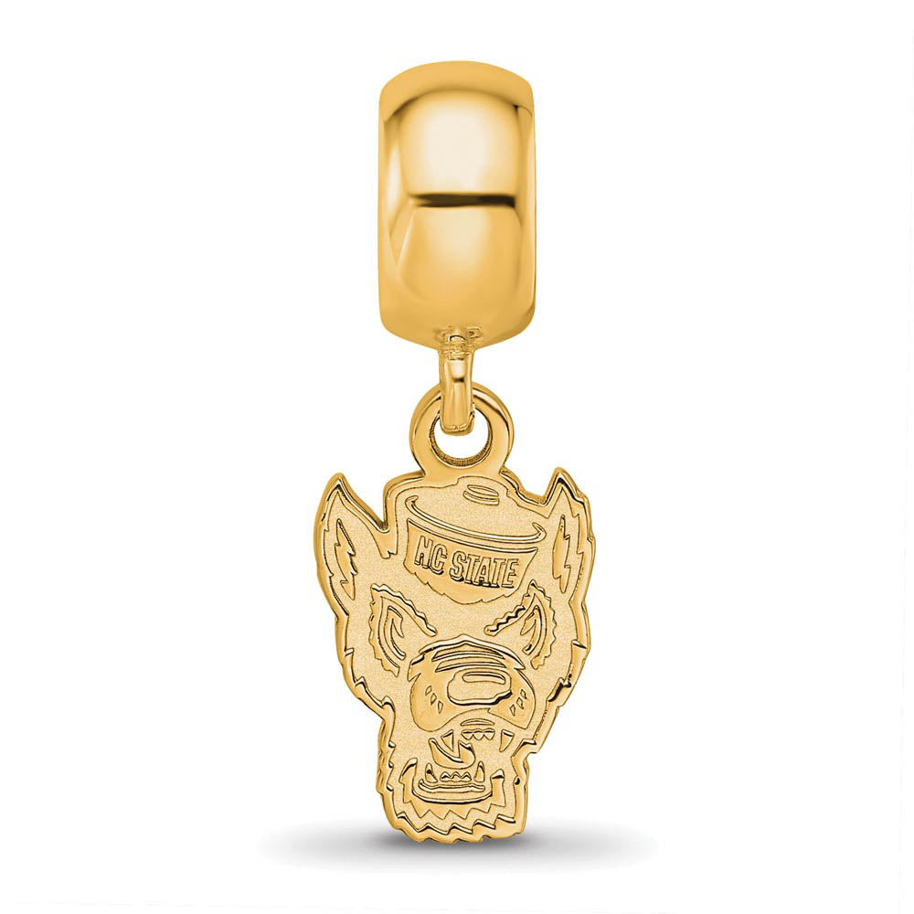 Alternate view of the 14k Gold Plated Silver North Carolina State Univ. Sm Dangle Bead Charm by The Black Bow Jewelry Co.