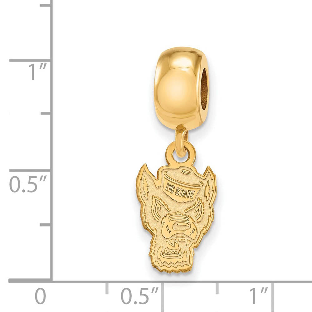 Alternate view of the 14k Gold Plated Silver North Carolina State Univ. Sm Dangle Bead Charm by The Black Bow Jewelry Co.