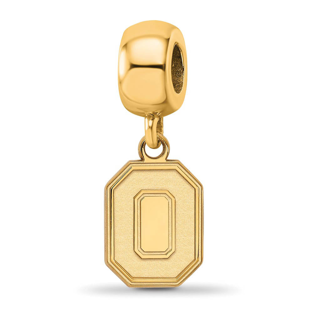 14k Gold Plated Silver Ohio State University Sm Dangle Bead Charm, Item B13805 by The Black Bow Jewelry Co.