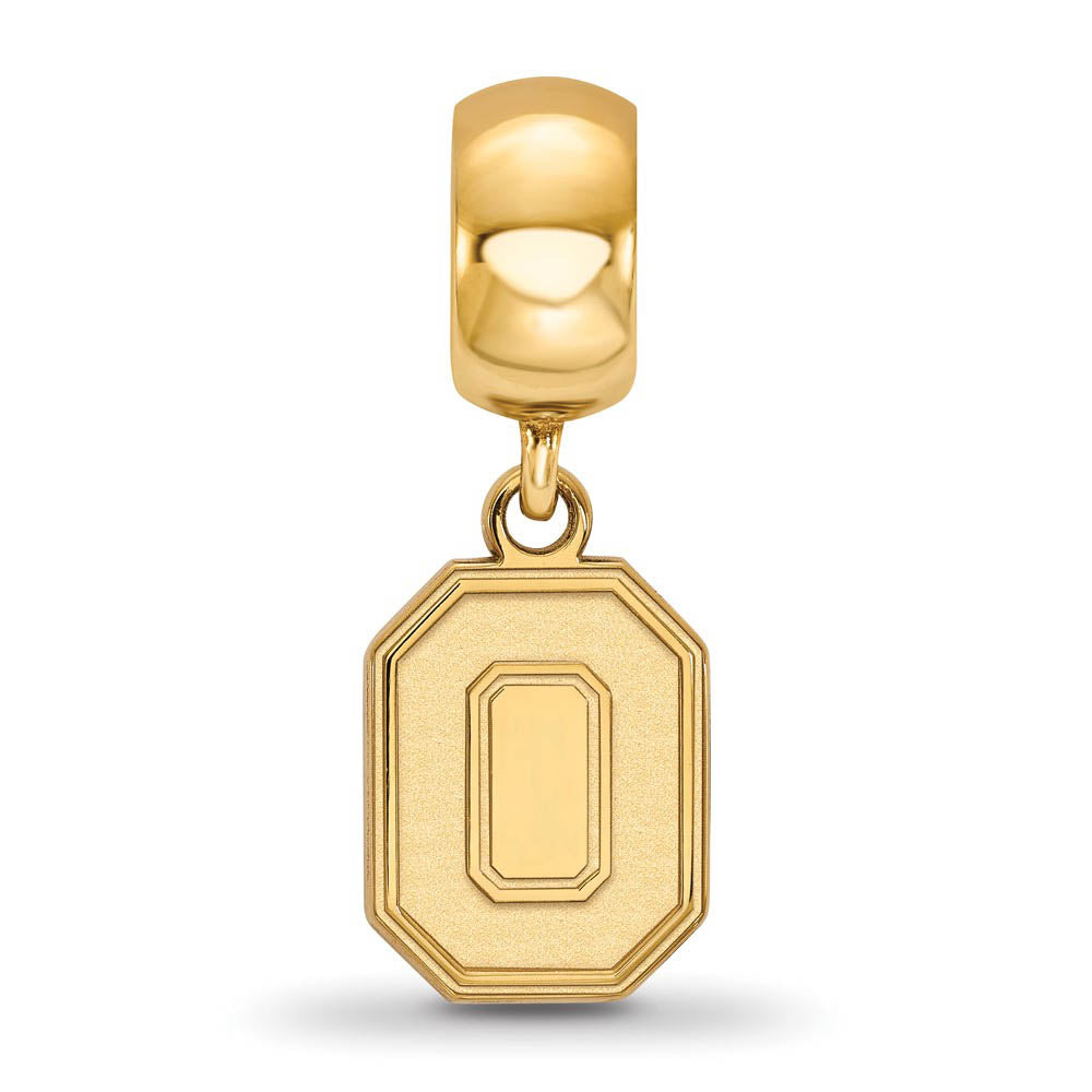 Alternate view of the 14k Gold Plated Silver Ohio State University Sm Dangle Bead Charm by The Black Bow Jewelry Co.