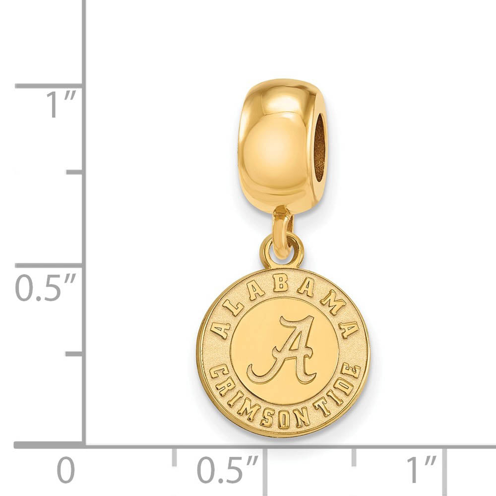 Alternate view of the 14k Gold Plated Silver University of Alabama Sm Dangle Bead Charm by The Black Bow Jewelry Co.