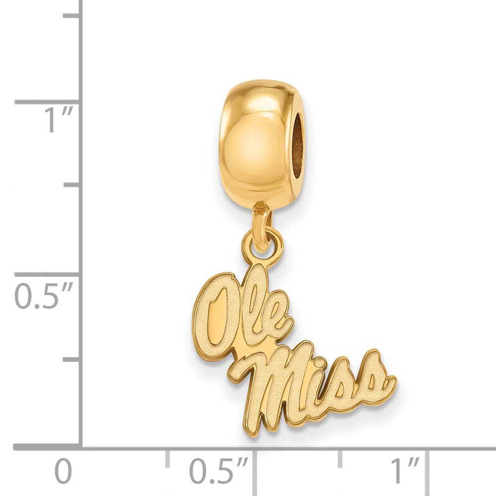 Alternate view of the 14k Gold Plated Silver University of Mississippi Sm Dangle Bead Charm by The Black Bow Jewelry Co.