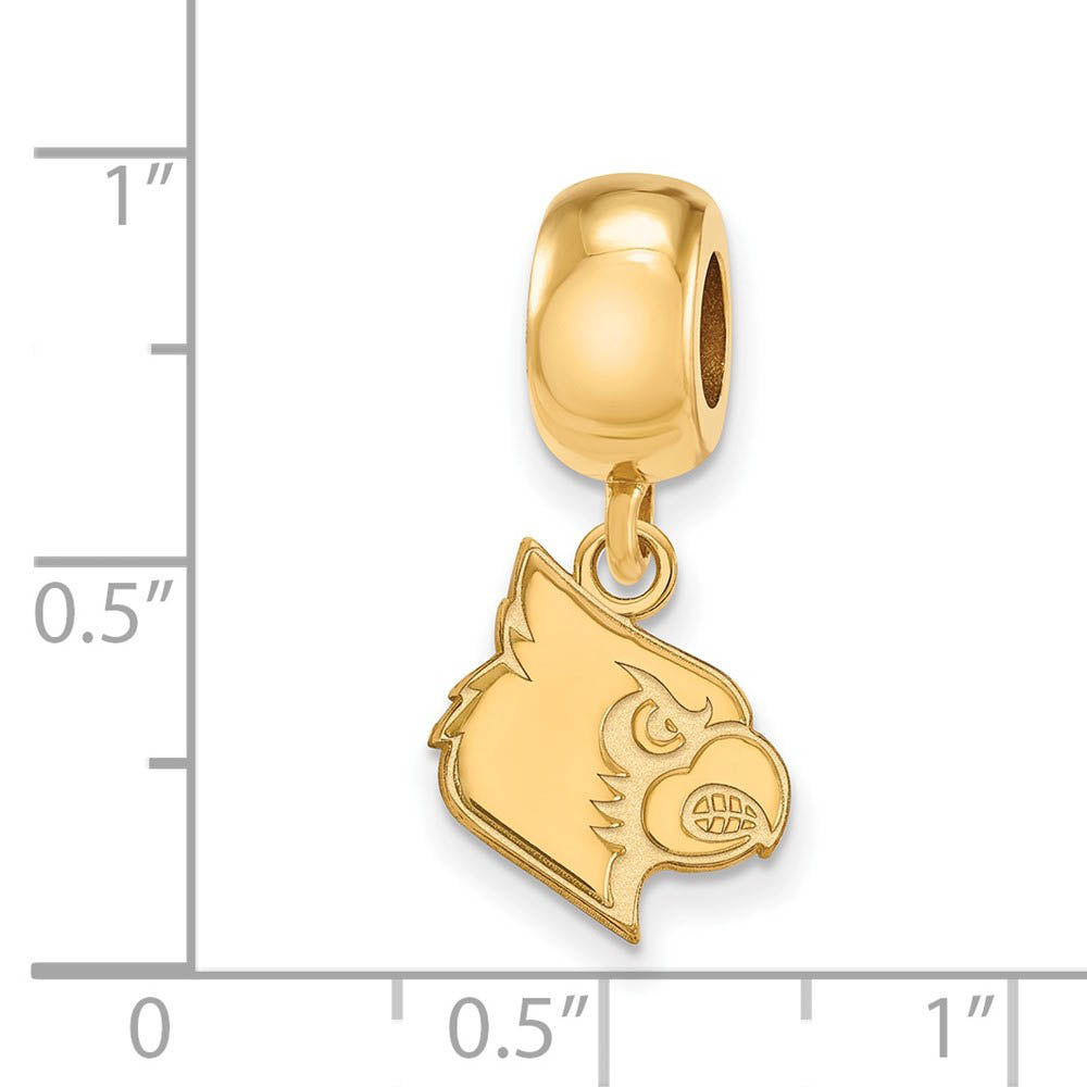 Alternate view of the 14k Gold Plated Silver University of Louisville Sm Dangle Bead Charm by The Black Bow Jewelry Co.