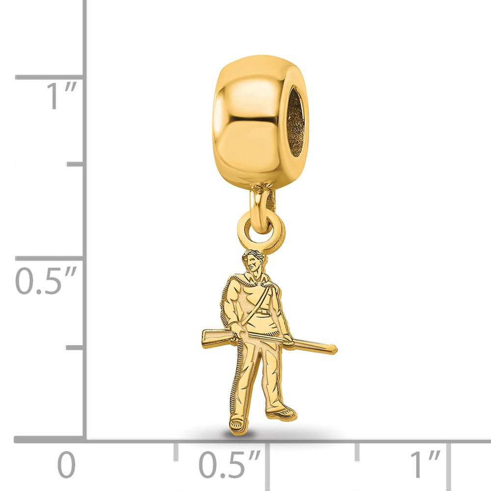 Alternate view of the 14k Gold Plated Silver West Virginia University Sm Dangle Bead Charm by The Black Bow Jewelry Co.