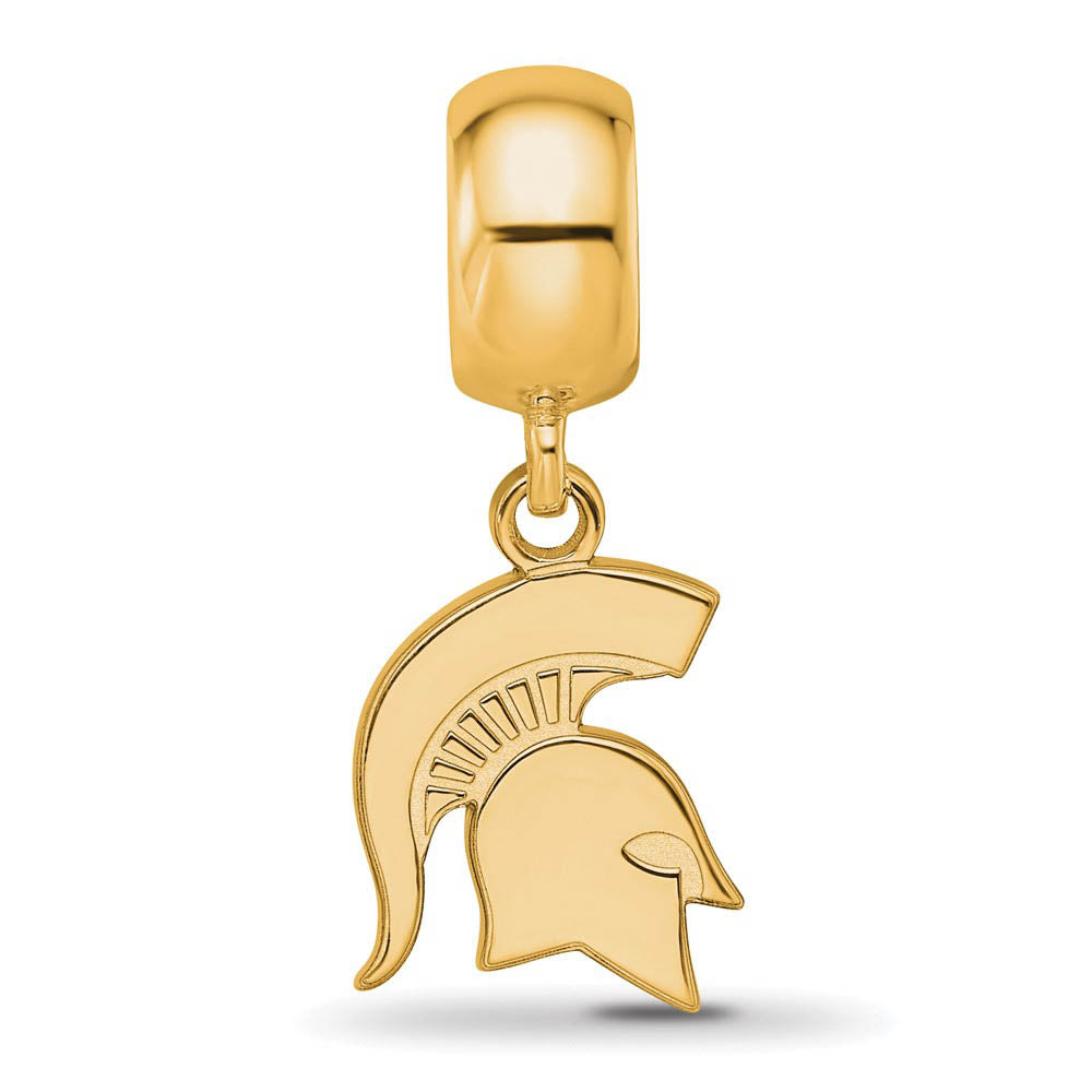 Alternate view of the 14k Gold Plated Silver Michigan State University Sm Dangle Bead Charm by The Black Bow Jewelry Co.