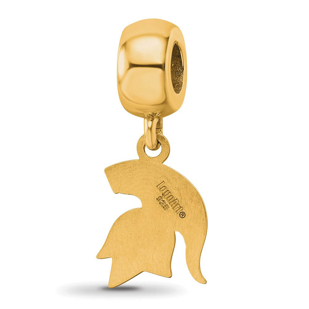 Alternate view of the 14k Gold Plated Silver Michigan State University Sm Dangle Bead Charm by The Black Bow Jewelry Co.