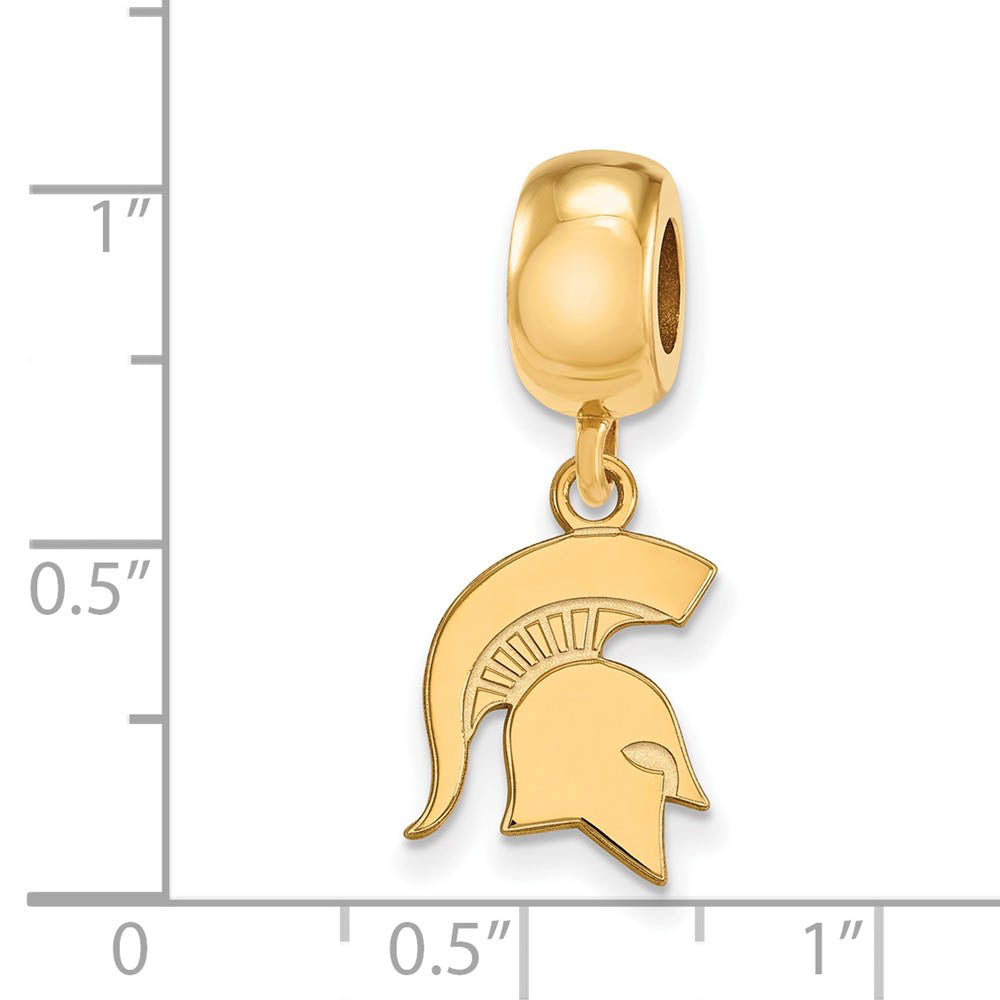 Alternate view of the 14k Gold Plated Silver Michigan State University Sm Dangle Bead Charm by The Black Bow Jewelry Co.