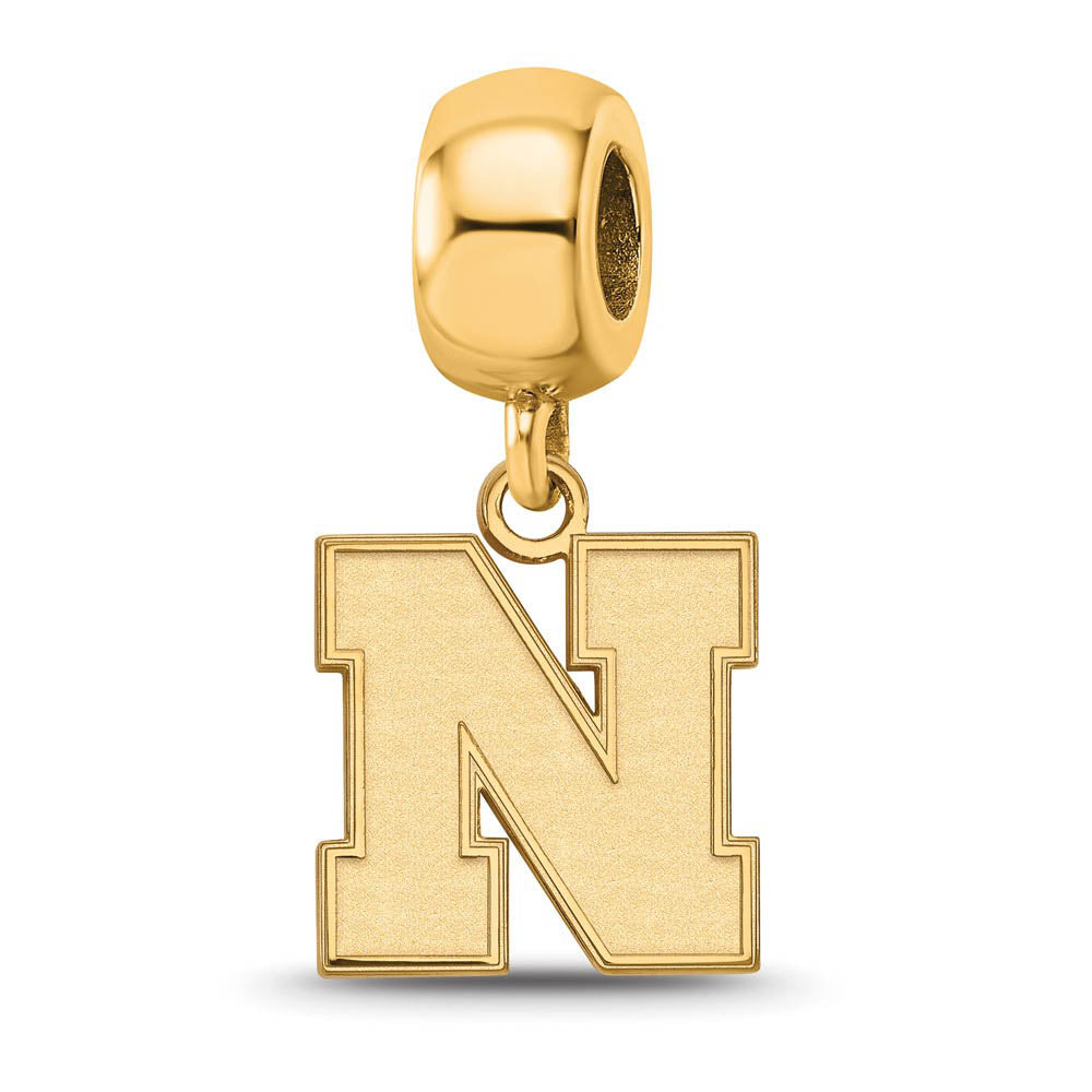 14k Gold Plated Silver University of Nebraska Small Dangle Bead Charm, Item B13819 by The Black Bow Jewelry Co.