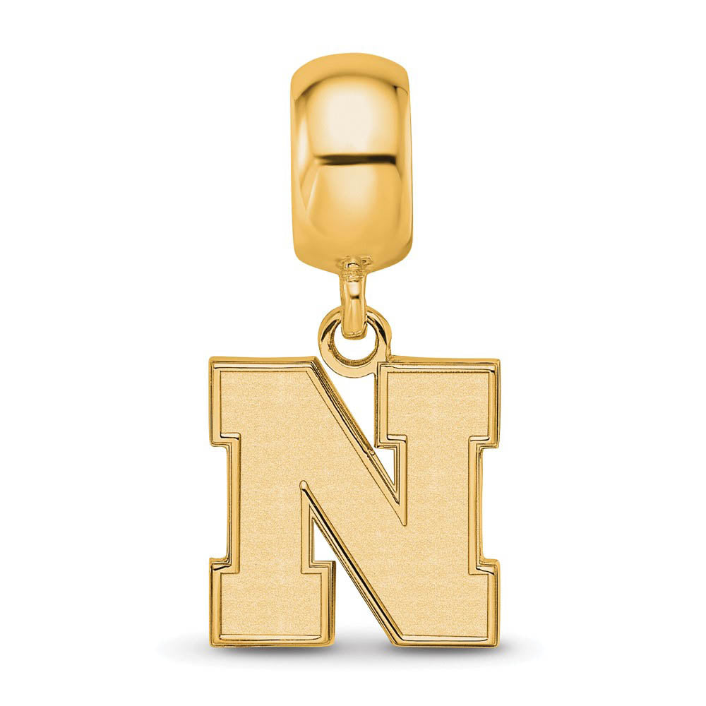 Alternate view of the 14k Gold Plated Silver University of Nebraska Small Dangle Bead Charm by The Black Bow Jewelry Co.