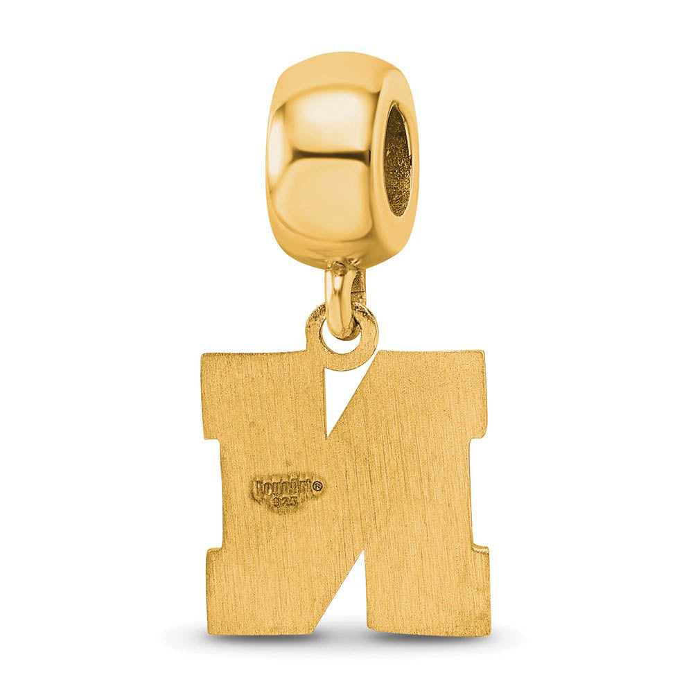 Alternate view of the 14k Gold Plated Silver University of Nebraska Small Dangle Bead Charm by The Black Bow Jewelry Co.