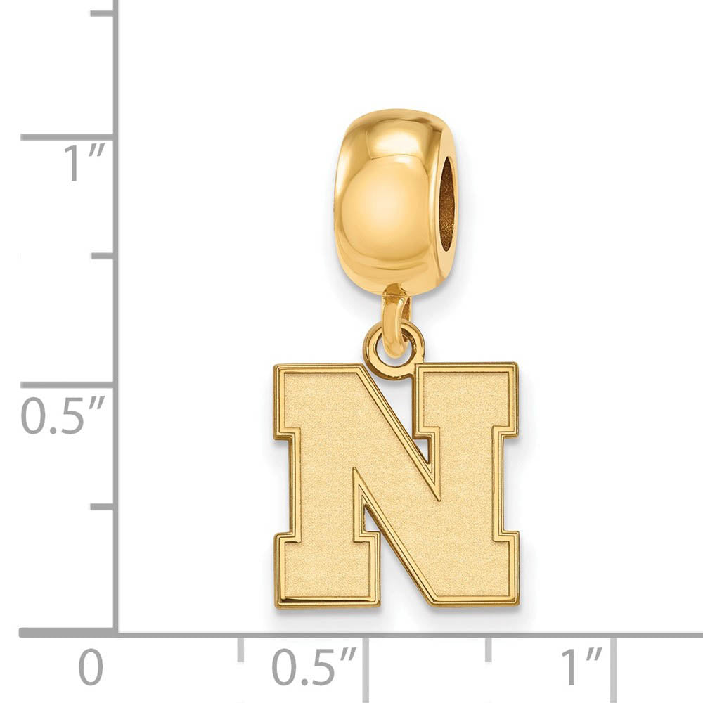 Alternate view of the 14k Gold Plated Silver University of Nebraska Small Dangle Bead Charm by The Black Bow Jewelry Co.