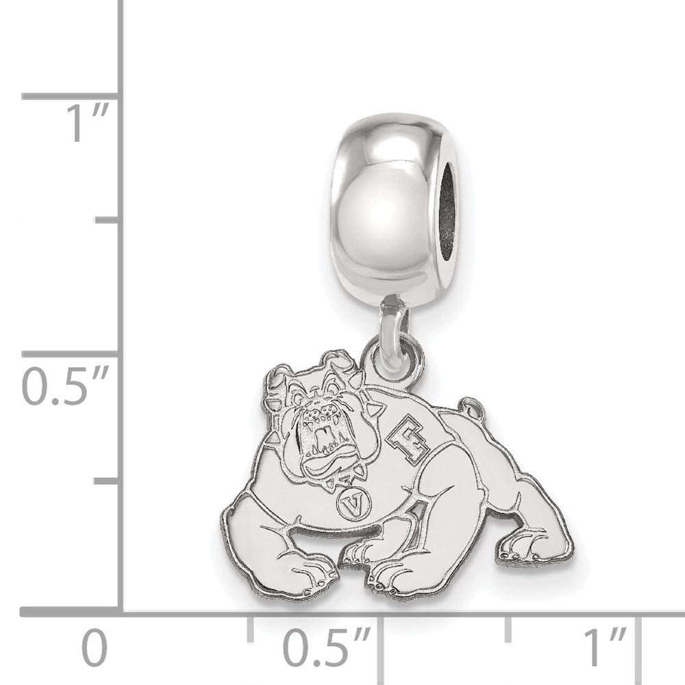 Alternate view of the Sterling Silver California State U Fresno Small Dangle Bead Charm by The Black Bow Jewelry Co.