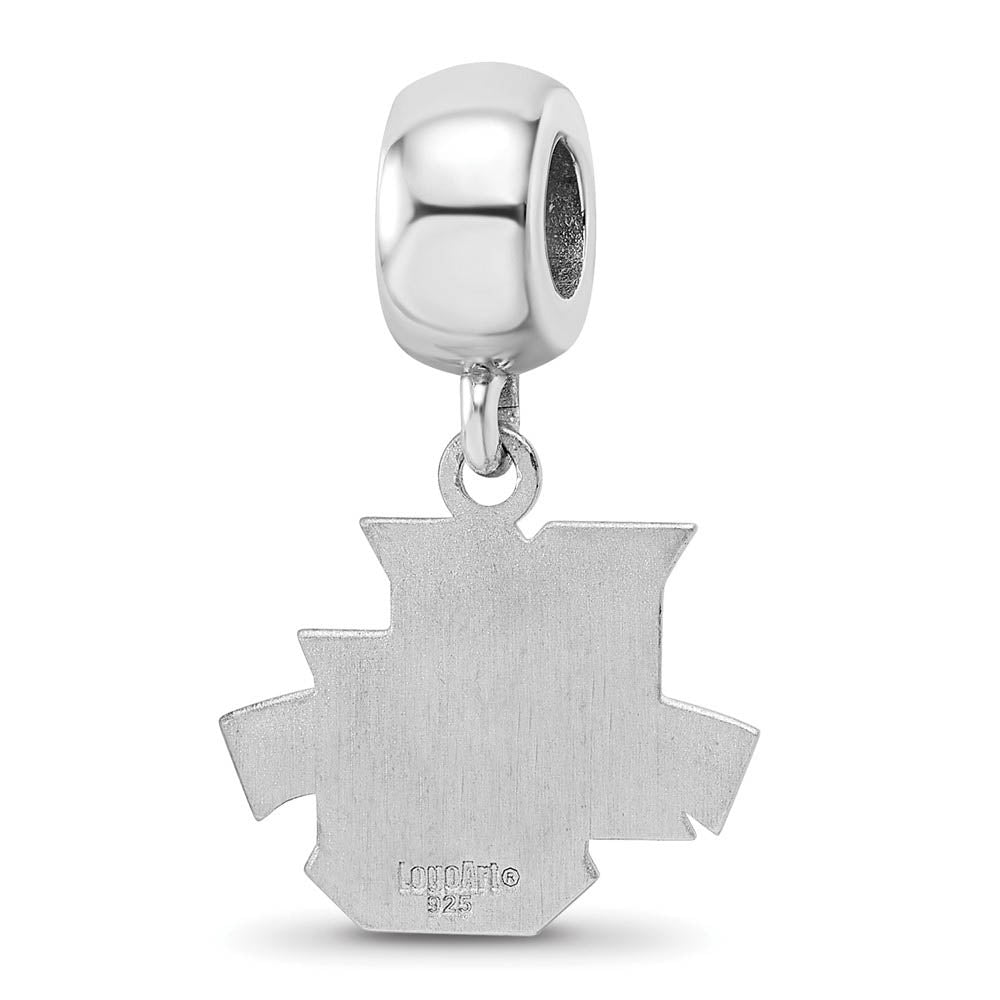 Alternate view of the Sterling Silver Marquette University Small Dangle Bead Charm by The Black Bow Jewelry Co.
