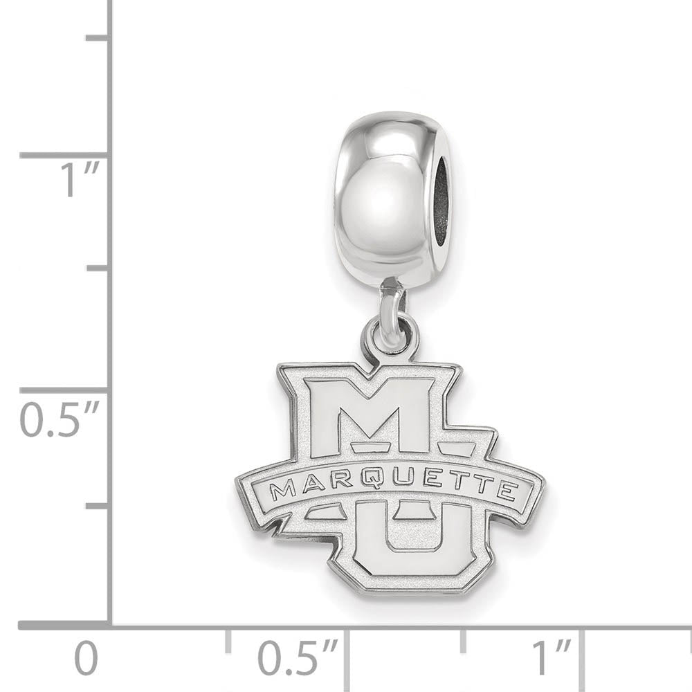 Alternate view of the Sterling Silver Marquette University Small Dangle Bead Charm by The Black Bow Jewelry Co.