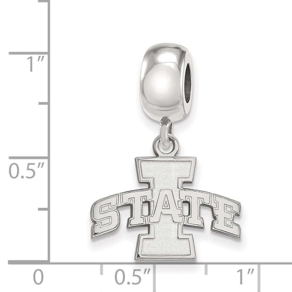 Alternate view of the Sterling Silver Iowa State University &#39;I State Inch Dangle Bead Charm by The Black Bow Jewelry Co.