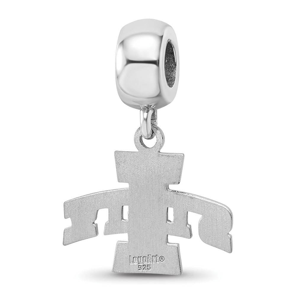 Alternate view of the Sterling Silver Iowa State University 'I State Inch Dangle Bead Charm by The Black Bow Jewelry Co.