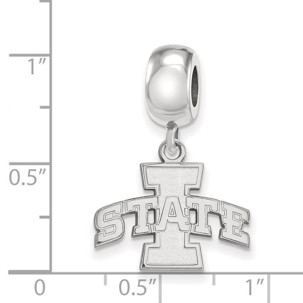 Alternate view of the Sterling Silver Iowa State University 'I State Inch Dangle Bead Charm by The Black Bow Jewelry Co.