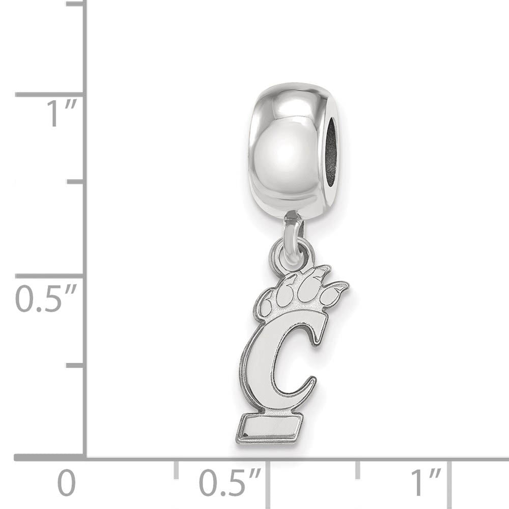 Alternate view of the Sterling Silver University of Cincinnati Small Dangle Bead Charm by The Black Bow Jewelry Co.