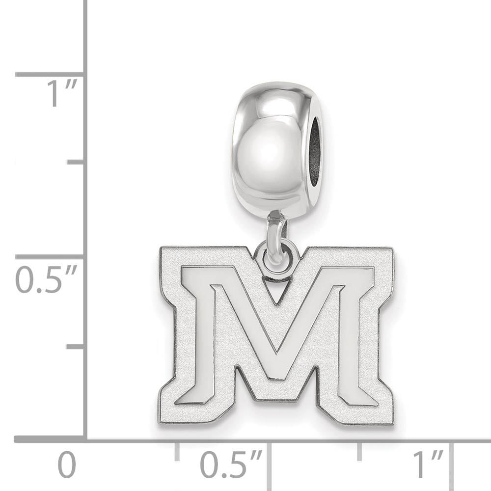 Alternate view of the Sterling Silver Montana State University Small Dangle Bead Charm by The Black Bow Jewelry Co.