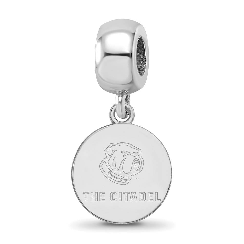 Sterling Silver Rhodium Plated The Citadel Small Dangle Bead Charm, Item B13859 by The Black Bow Jewelry Co.