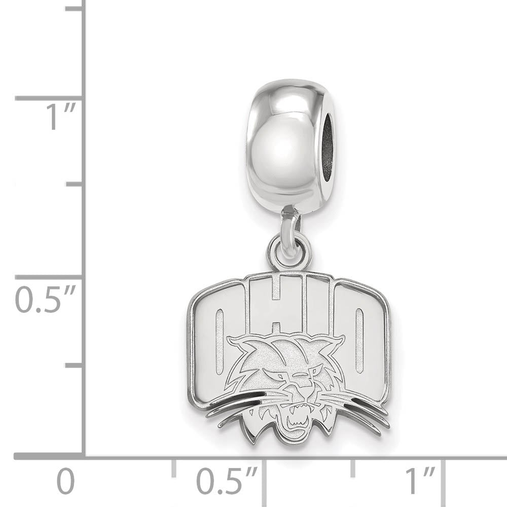 Alternate view of the Sterling Silver Ohio University Small Bead Charm Dangle by The Black Bow Jewelry Co.