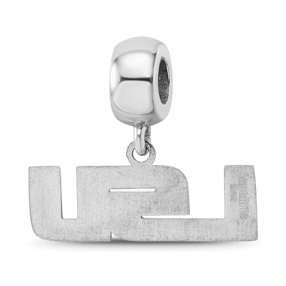 Alternate view of the Sterling Silver Louisiana State Univ. 'LSU' Dangle Bead Charm by The Black Bow Jewelry Co.