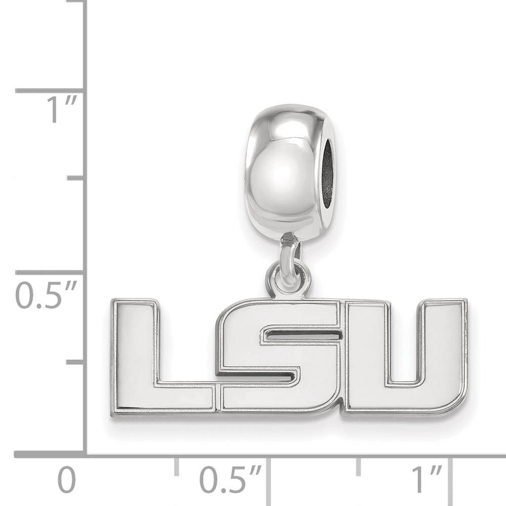 Alternate view of the Sterling Silver Louisiana State Univ. 'LSU' Dangle Bead Charm by The Black Bow Jewelry Co.